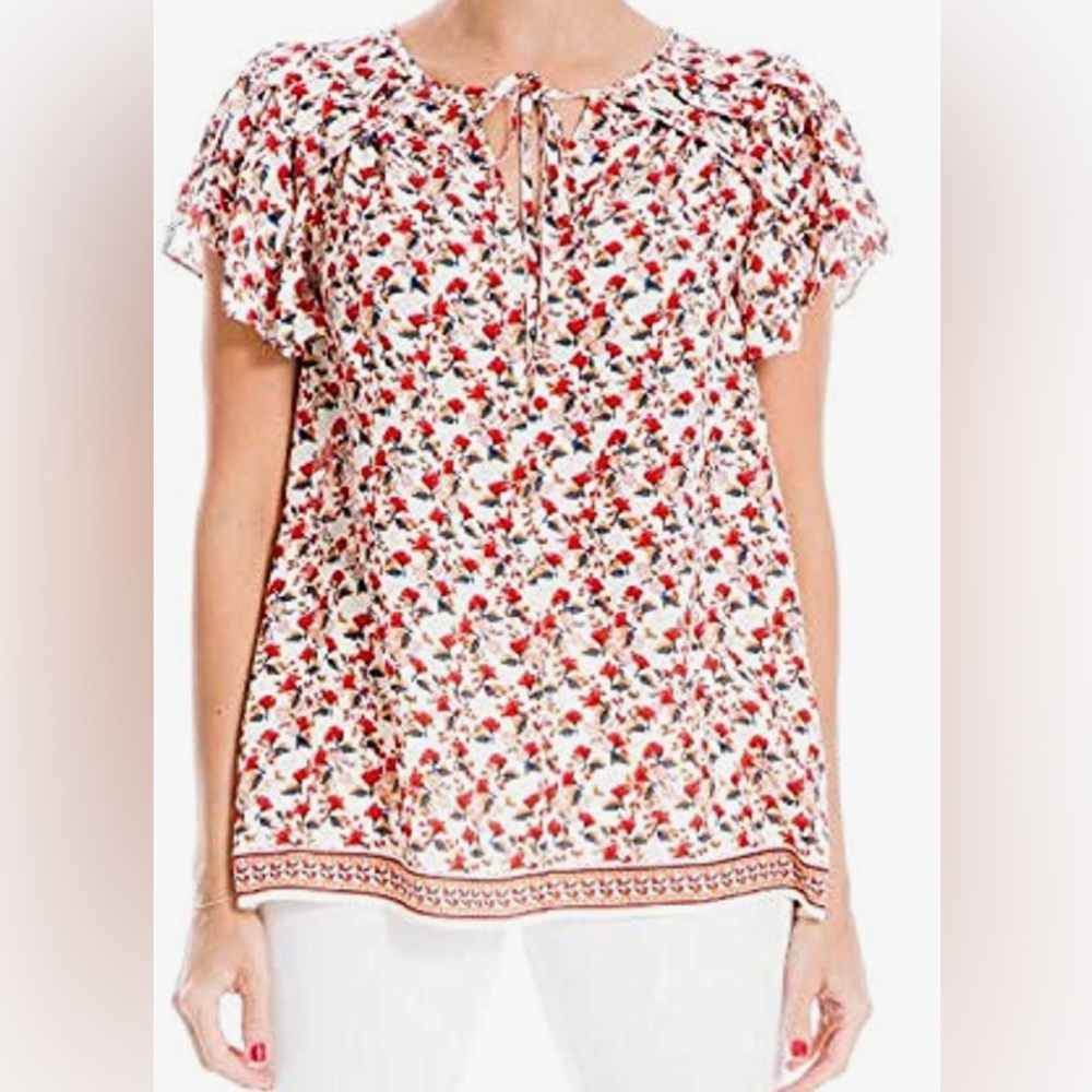 Nw/oT- Max Studio short sleeve tie front blouse Size L